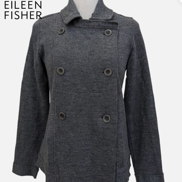 Eileen Fisher gray merino wool refined sweater jacket. L - Picture 5 of 5